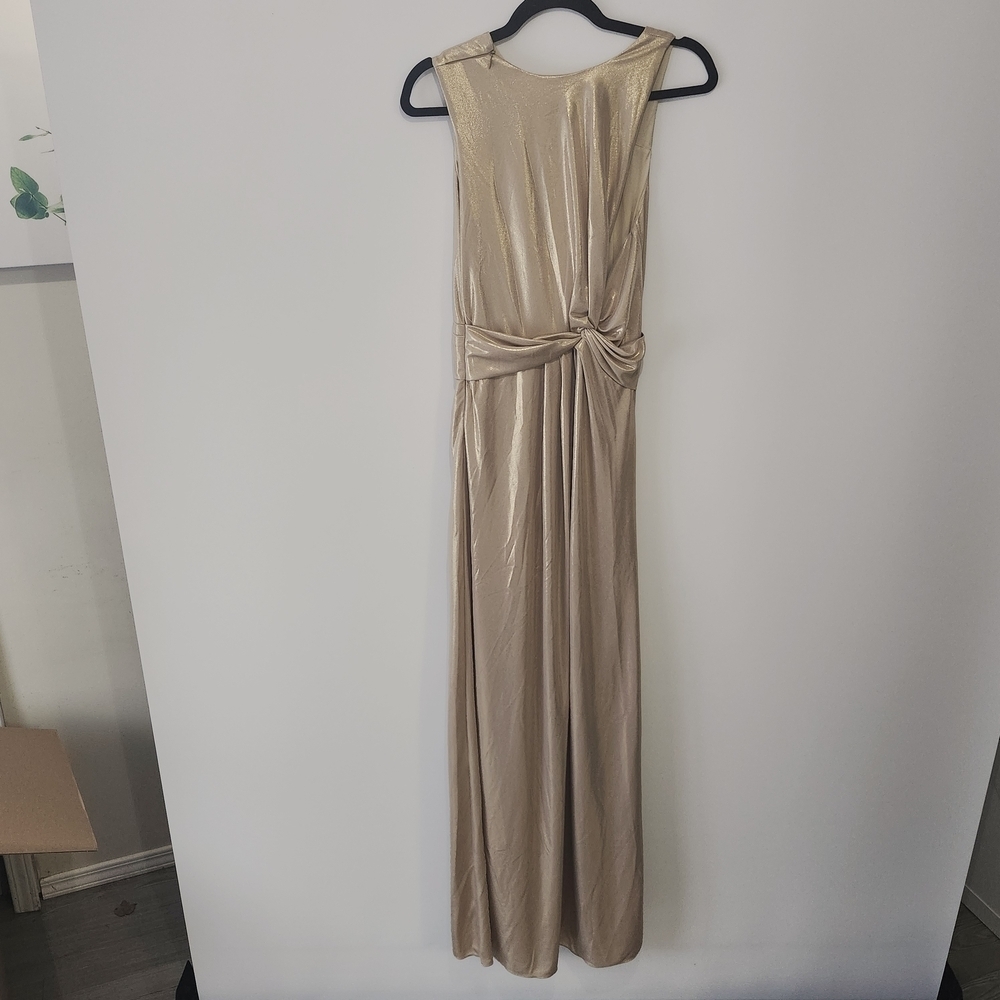 NWT Halston Heritage Gold Metallic Draped Gown Size Small - Picture 6 of 10